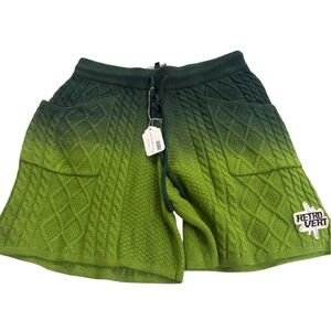 Retro Vert Green Ombre Cable Knit Shorts